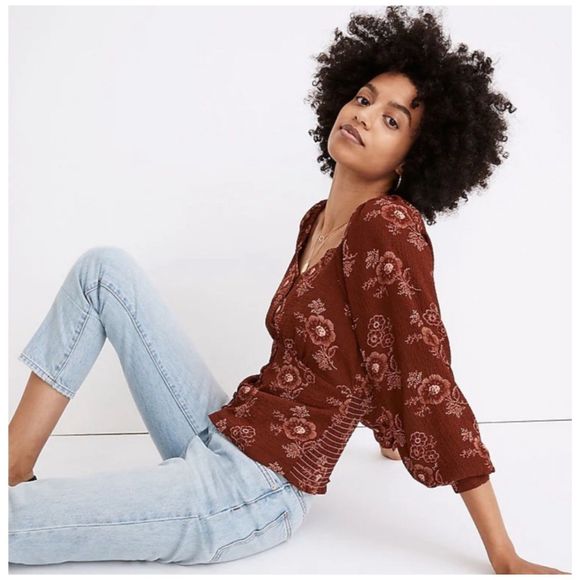 MADEWELL Preston Puff-Sleeve Top in Letterpress Floral - Picture 2 of 6